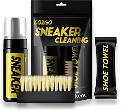COZGO Shoe Cleaner Kit for Sneaker, Water-Free Foam Sneaker Cleaner 5.3Oz with Shoe Brush and Shoe Cloth,Work on Most Shoes, Essentials Shoe Cleaning Kit, L