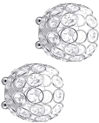 2er Set Silber Kerzenhalter Kristall Glas KerzenstäNder Teelichthalter Dekoration FüR Hochzeit Party Wohnzimmer 8x7cm