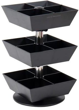 Mind Reader Tea Bag Carousel, Tea Station Organizer, Countertop Storage, Tea Stand, Kitchen, 6.75 L x 6.75 W x 11.5 H, Black