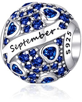 Geburtsstein September Charms Anhänger 925 Sterling Silber - September Birthstone Bead Charms Perlen Geburtstag mit Zirkonia für Europäische Armbänder Halsketten
