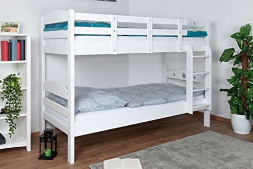 Stockbett für Erwachsene Easy Premium Line K18, Kopfteil mit Löchern, Buche Vollholz massiv Weiß - 90 x 190 cm, (L x B) teilbar
