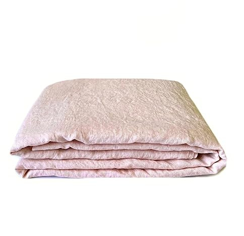 JOWOLLINA Laken Bettlaken Überwurf 100% Leinen Soft Washed Finish180 g/m2 (140x220 cm, Pale Dogwood)