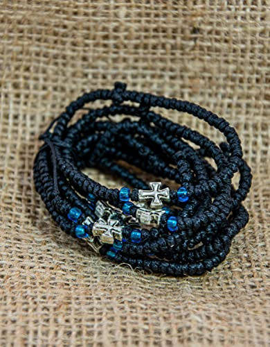Handgefertigtes Gebetsseil, Komboskini-Armband 52 Knoten mit Kreuz, griechisch-orthodoxes Armband Chotki Brojanica gesegnet vom Berg Athos, religiöses Geschenk