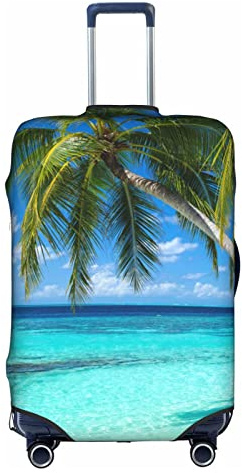 Tropical Beach Palm Tree Luggage Cover - Washable Elastic Baggage Protector with Zipper Closure for 22-24 Inch Wheeled Suitcase