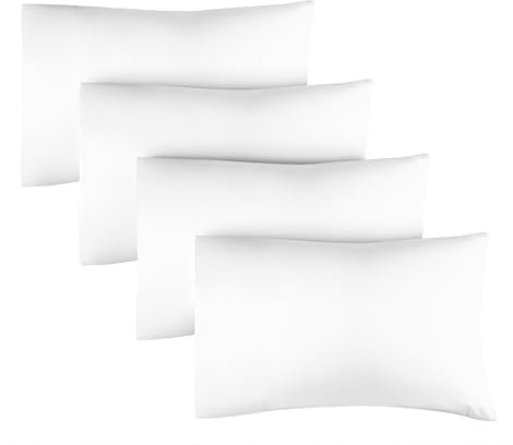 King Size Pillow Cases 4 Pack 50x90cm - Extra Soft Pillowcases, Cooling and Breathable Double Brushed Microfiber, Durable Wrinkle Free, Machine Washable, Hotel Quality Pillow Covers - White