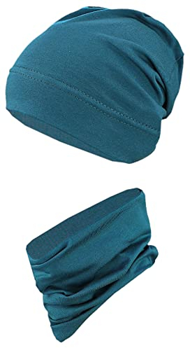 TupTam Jungen Beanie Mütze und Schlauchschal 2er Set, Farbe: Petrolgrün, Hat Size: 52
