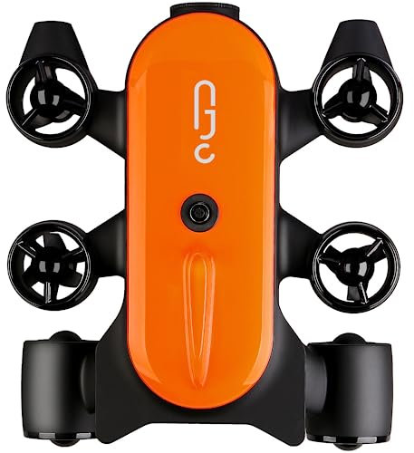 Camoro Underwater Drone T1 with 4K UHD Action Camera RC ROV Underwater Robot with Claw Real-time Steaming for Fishing Recording Adults (Orange 100m)