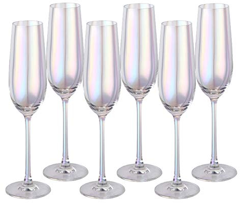 BinOxy Sektgläser Regenbogen-Kristall-Rotweinglas-bunte Glas-Champagner-Gläser Light Luxury Bucklet 6-Pack, ideal for die Heimatbar, besondere Anlässe. Champagnergläser