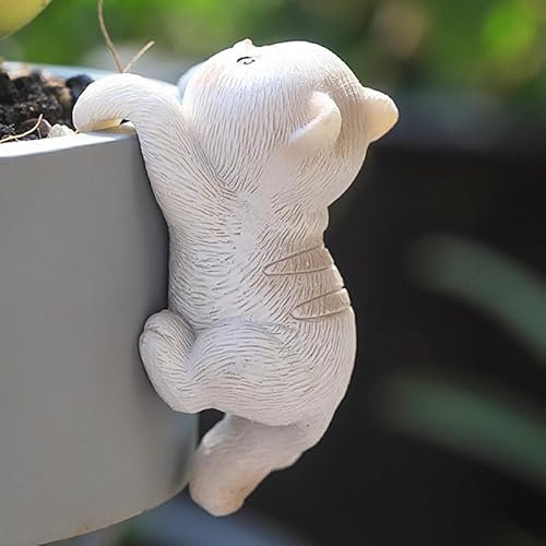JARPSIRY Miniature Hanging Cat Figurines Flower Pot and Vase Hugger Cute Resin Kitten Bonsai Terrarium Edge Decor Planter Pot Hanger Fairy Garden Ornaments