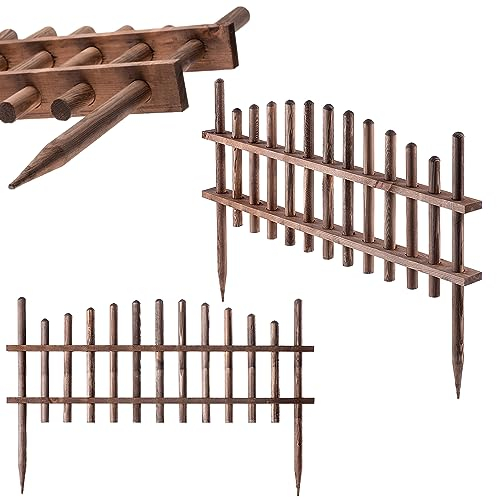 KADAX Gartenzaun, Zaunelement aus natürlichem Kieferholz, imprägnierte Holzbeeteinfassung, witterungsbeständiger Staketenzaun, Beetumrandung für Garten (35x85cm)