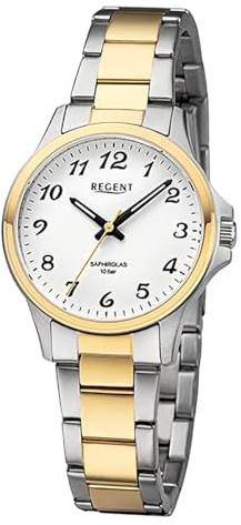 REGENT Damenuhr Stahl IPG vergoldet Bicolor ⌀32mm Saphirglas Druckfaltschließe F-1460