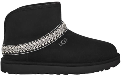 UGG Classic Mini Crescent, Stivali alla Moda Donna, Black, 43 EU