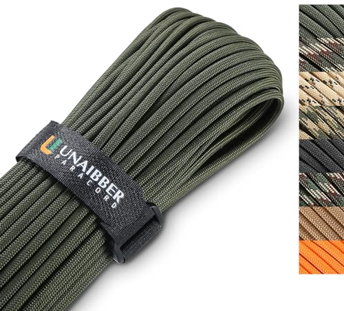 Unaibber Paracord 4mm,Paracord 550 (40M) Schnüre Seil 7 Kern-Strängen,Nylonseil Paracord aus reißfestem 100% Nylon Paracord hält bis zu 250kg für Survival Camping (Armee Grün)
