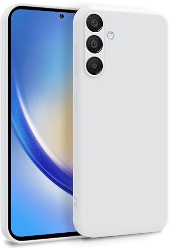 MyGadget Hülle für Samsung Galaxy A35 5G - Zweilagige Handyhülle mit Kameraschutz - Cover mit Innenfutter & Silikon außen - Weiß