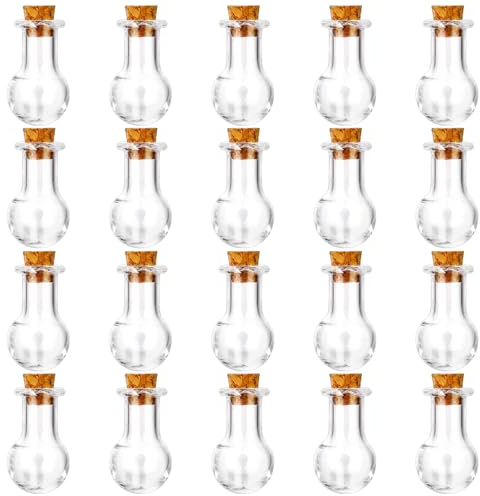Mozeat Lens 2ml Small Glass Jars, 20PCS Mini Glass Bottles with Lids Decorative Spell Jars Tiny Vials Cork Stoppers Transparent Bottles for Wedding Decoration DIY Projects Art Crafts Party Favors
