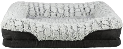 TRIXIE orthopädisches Hundebett Vital Lino 70 × 55 cm in schwarz/grau - hochwertiges Hundekissen mit Memory Schaum - Hundekorb für ältere Hunde - gelenkschonend und entlastend – 37254