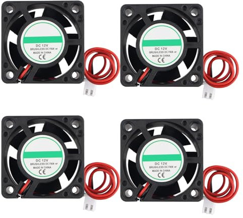 Jopto Lot de 4 ventilateurs de refroidissement pour imprimante 3D sans balais 4020 DC 12 V silencieux 40 x 40 x 20 mm avec terminal à 2 broches compatible avec extrudeuse d'imprimante 3D Makerbot