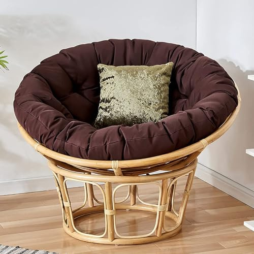 KIUGOP Papasansessel Kissen,Rund Papasan Sessel,Polster Für Papasansessel,Auflage,Polyrattan Sessel Hängesessel Kissen Papasan Stuhlkissen,Braun,120x120cm