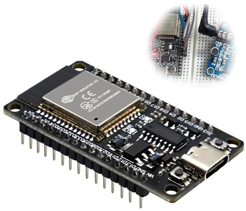 JPGhaha ESP32 Entwicklungsplatine NodeMCU Module ESP-WROOM-32, Type C 2.4GHz Dual-Mode WiFi Bluetooth Dual Cores Microcontroller Integrated, CH340C Chip