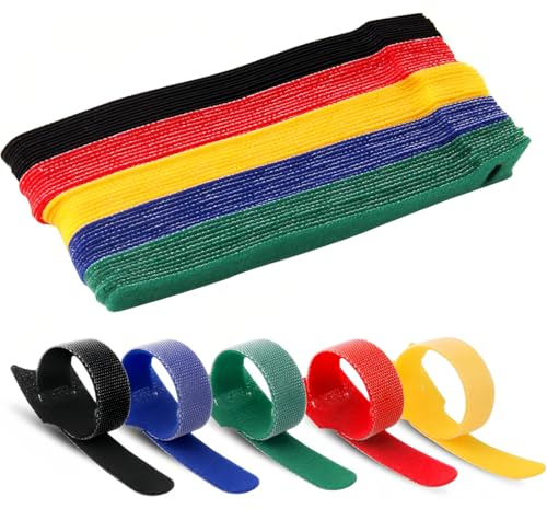 80 Stück kabelbinder,Wiederverschließbare Kabelbinder,Ideale Kabel Organizer für Schreibtisch Ladekabel, PC-Kabel,5 Gemischte Farben