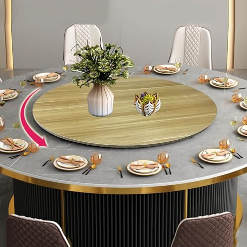 Großer Drehteller 70/80/90cm Holz Esstisch Plattenspieler, 360 °Drehbare Platte Serviertablett, Drehbar Plattenteller, Mit Silent Base, Küche Tische Drehscheibe, Küchen-Drehteller(B,70cm-28in)