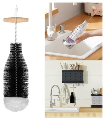 Flaschenbürste Reinigungsbürste Glasflaschen kratzerfreier Flaschenreiniger für Sodastream Glaskaraffe Sodaflaschen Babyflaschen Trinkflaschen (Schwarz)