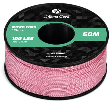 Abma Cord Micro Cuerda 1,18 mm Paracord 50M Bobina - MAX. 45kg (100lbs) - Rosa