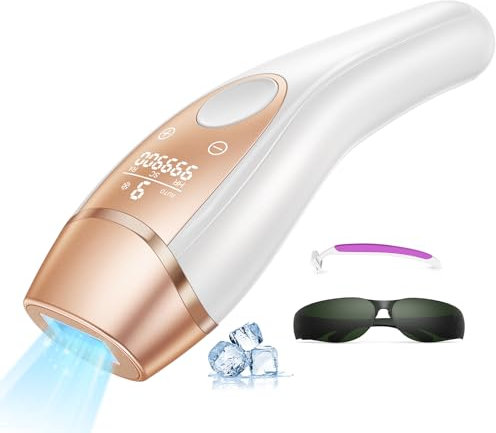 21J IPL Geräte Haarentfernung mit Kühlsystem, 3 Erweiterte Funktionen HR/SC/RA, 600-1200NM Effizient Laser Haarentfernung und 9 Energiestufen für Damen/Herren, Gesich, Bikini, Körper, Beine, Achseln