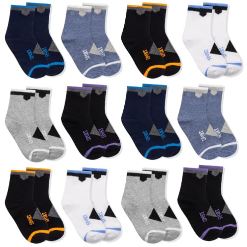 Geyuwoz 12 paires de Chaussettes pour enfants de sport Chaussettes de sneakers en coton Coloré pour enfants 4-12 ans Unisexe