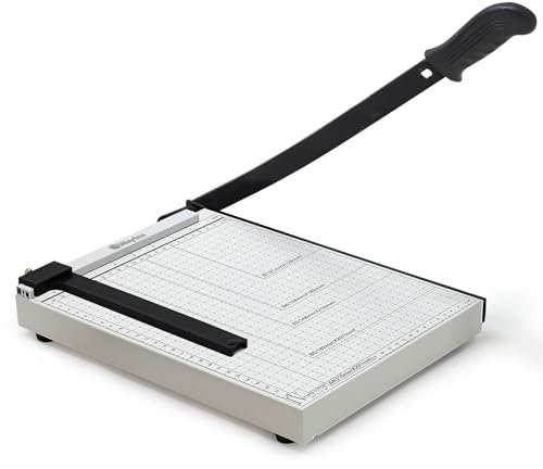 Hebelschneider A4 zum Schneiden von Papier, Karton und laminierten Blättern – Schere für 8 Blatt – Schnittlänge 30 cm, stabile Metallbasis