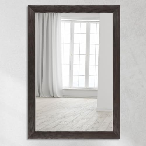 CLAMARO Wandspiegel Neo Collage 60 x 80 cm, Wenge Dunkelbraun | Foliierter MDF-Rahmen, Echtglas-Spiegelscheibe, HDF-Rückwand für Stabilität, Metallaufhänger, Hoch- und Querformat