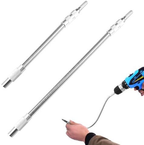 2 Pièces Rallonges Flexibles de Foret, Flexible Rallonge Renvoi d'Angle Visseuse, Tournevis Flexible, Rallonge Embout Visseuse pour Espaces Restreints, 1/4 Tige Hexagonale, 200 mm et 300 mm