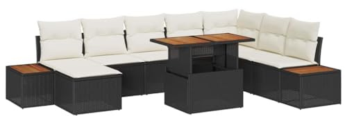 vidaXL Garten-Sofa-Set 9 STK. Schwarz Poly Rattan