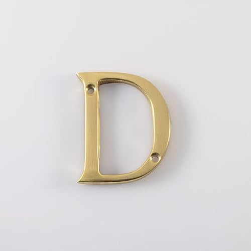 Kooples Hardware Letters Plate A to D Front Door Identifier Signage Brass Alphabet Plaque for Gates and Entrances (Polished Brass, Letter D)