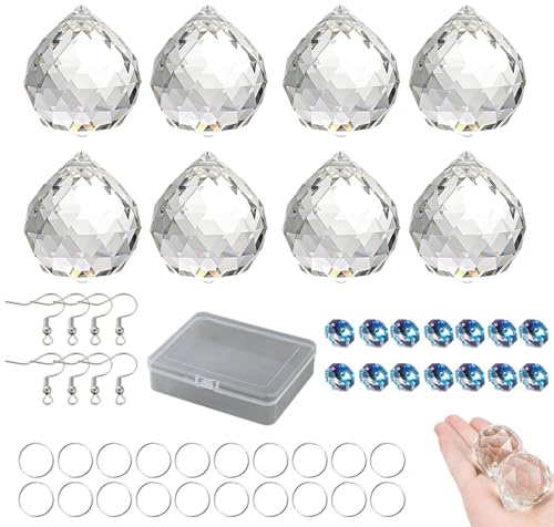 KUBDPQOR Kristalle zum Aufhängen Deko 22 Stück Glas Sonnenfänger Prisma Set mit Aufbewahrungsbox für Fenster Auto Garten Hochzeit Dekoration DIY Geschenkidee
