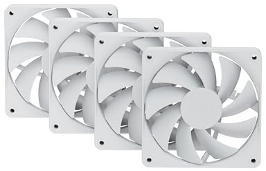Hyte Flow FA12 120mm PC Case Fans 4-Pack, High Performance, Low Noise, 1500 RPM, 4-Pin PWM, Fluid Dynamic Bearing - Snow White