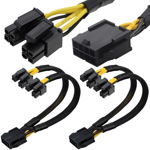 HAAMNING7 Divisor de alimentación CPU 8 pines (4+4), cable divisor de alimentación hembra de 8 pines a doble EPS 2 x 8 pines (4 + 4) macho para placa base (no apto para GPU PCIE) (paquete de 2, 22 cm)
