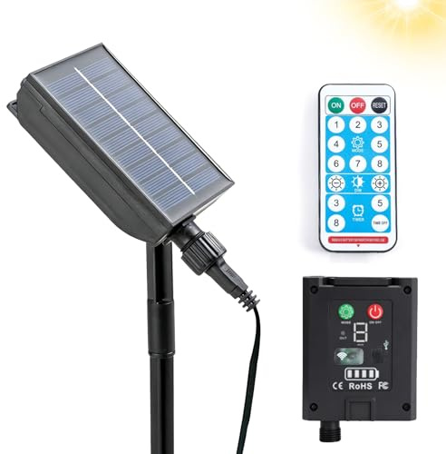 CHENBOOW Caja de Control de Luz de Cadena Solar Panel,Kit de caja de control de Módulo Solar de 1200 mAh,con 8 Modos de Parpadeo con Control Remoto,para Cadenas de Luces LED 3 V
