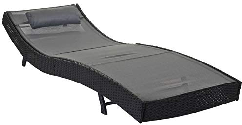 Mendler Sonnenliege Savannah, Relaxliege Gartenliege Liege, Poly-Rattan - anthrazit, Bezug grau