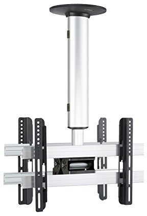 Universal TV Deckenhalterung für 2x TVs | 26-40 Zoll bis 60 kg | bis VESA bis 400x300 | höhverstelbar 50-84 cm | TV Halterung 360 Grad schwenkbar drehbar und 15 Grad neigbar | Fernseher Halter - CM3