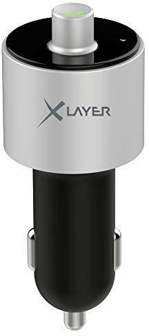 XLayer Kfz Ladegerät FM Transmitter, Dual USB Car Charger, Auto Zubehör für Smartphone und Tablet, Schwarz