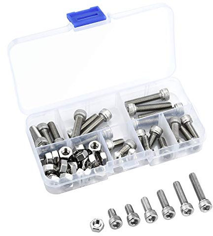 60 Stück M6 Innensechskant schrauben, 304 Edelstahl Bolzen und Muttern Maschinenschrauben kits, 6 mm x 10/12/16/20/25/30 mm