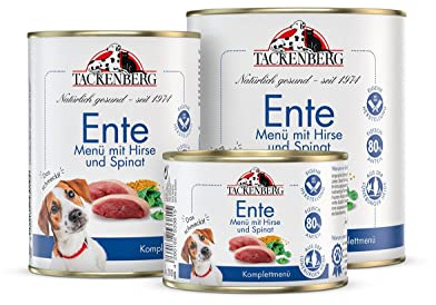 TACKENBERG Ente mit Hirse & Spinat Nassfutter Dose für Hunde - Hundefutter in Premiumqualität - 24 x 400 g