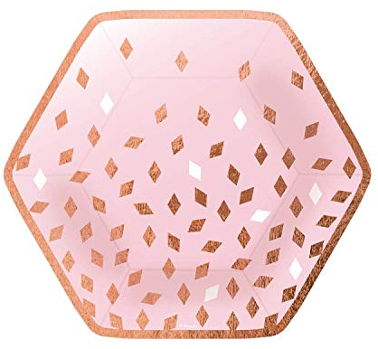 Amscan 552583 Plates Hexagon Rose Gold 23Cm
