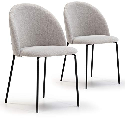 VS Venta-stock Pack 2 chaises Salle à Manger tapissées Kenia Gris Sable, certifiée par la SGS, 43 cm (Largeur) x 47cm (Profondeur) x 78,5 cm (Hauteur)