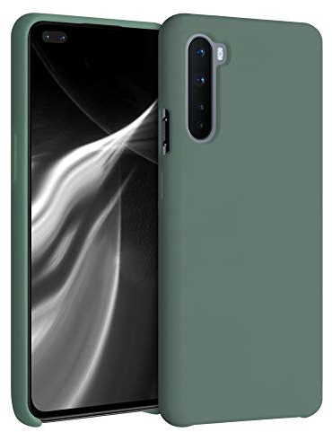 kwmobile Hülle kompatibel mit OnePlus Nord Hülle - Silikon Handy Case - Handyhülle weiche Oberfläche - kabelloses Laden - Tannengrün