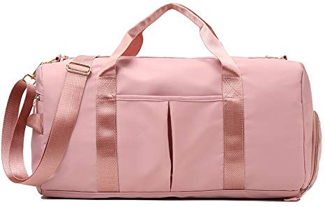 Duffel Bag De Sport avec Compartiment à Chaussures Séparé - Sac De Voyage Étanche Grande Capacité pour Gym, Piscine, Fitness - Bandoulière, à Main Mixte Adulte 20-35L Rose Clair