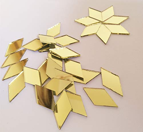 200 Stück Diamant-Spiegel-Mosaikfliesen, Glasspiegel-Mosaik, Bastelzubehör, Mosaik-Echtglasspiegel (Goldspiegel, 12,7 x 25,4 mm)