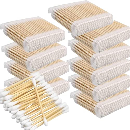 Jearls 1000 Stück Einweg-Wattestäbchen für Zuhause, Doppelkopf, für Frauen, Make-up, Wattestäbchen mit Holzstäbchen, Nase, Ohren, Reinigungswerkzeug, Lieblingsgeschenk