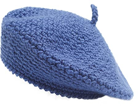 ZLYC Damen Kabel Stricken Baskenmützen Geflochtene Baggy Wolle Barett Winter Warmer Beanie(Einfarbiges Blau)